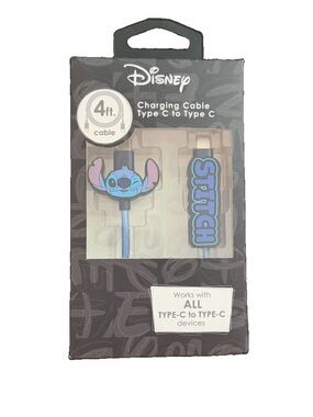 Disney Stitch USB-C to USB-C 4ft Charging Cable New
